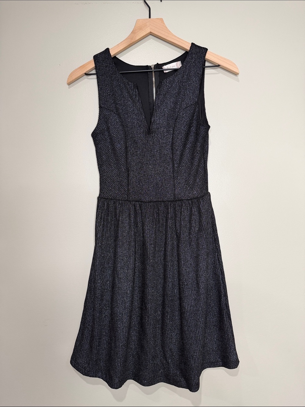 Altard State Women’s Black Metallic Fit-and-Flare Dress Small